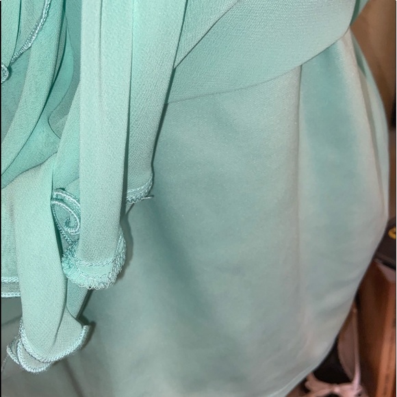 🔥SOLD🔥NWOT- Silky Mint Green  & Black Lace Top - Picture 5 of 6